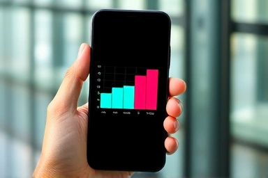 Abstract battery health graph on a smartphone screen.