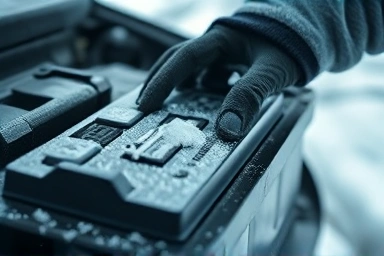 Car battery inspection in winter, cold weather car care