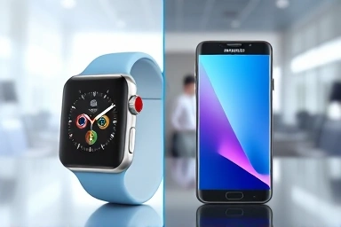 Apple Watch and Galaxy phone with digital barrier