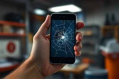 Cracked smartphone data recovery, professional repair concept