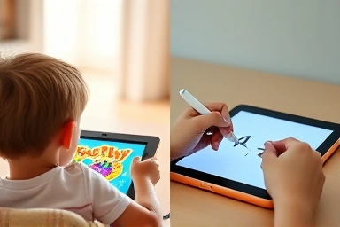 Passive entertainment vs. active learning on a tablet