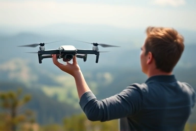 Person launching DJI Mini 4 Pro drone for aerial photography