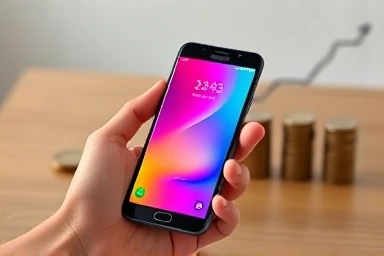 Samsung Galaxy A phone with savings icon