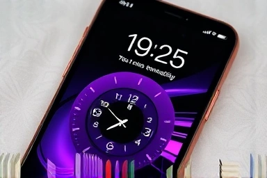 Artistic smartphone lock screen with custom clock and animated AOD.