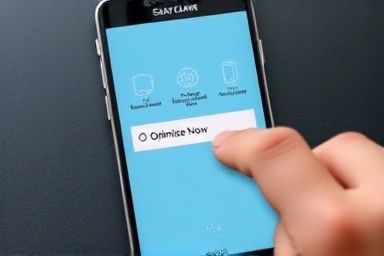 Hand tapping optimize button on phone