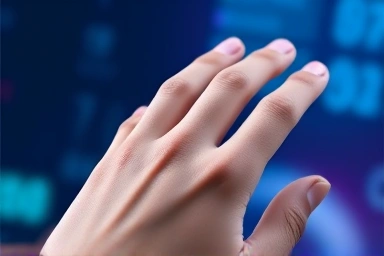Hand wearing a futuristic galaxy ring