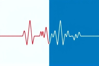 Abstract representation of regular vs. irregular heartbeats