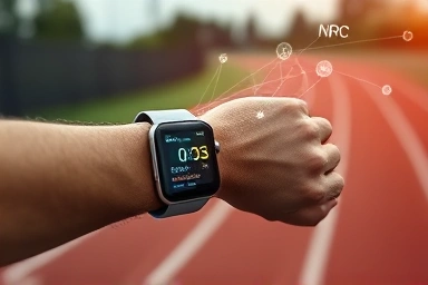 Smartwatch syncing running data with apps
