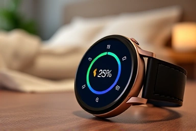 Smartwatch showing high sleep score, symbolizing rest achievement