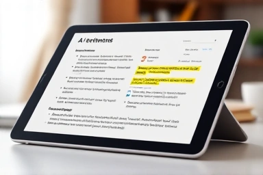 Tablet with AI summaries in GoodNotes app, smart learning tool