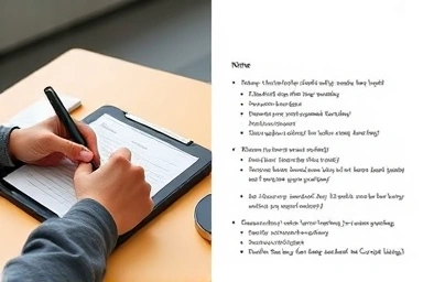 Handwritten notes transforming into AI summaries on a tablet