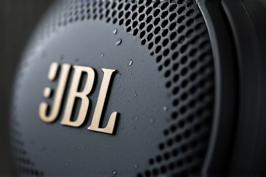 Close-up of JBL Pulse 5 speaker, showing design and water resistance