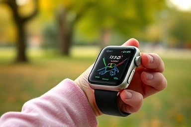 Child holding smartwatch with safe zone map