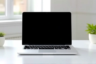 Quiet laptop operation, peaceful desk environment, modern technology.