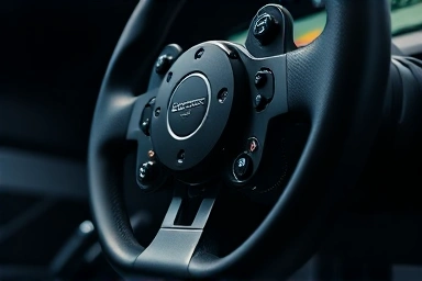 Logitech G923 racing wheel and pedals, realistic gaming setup