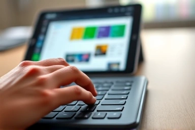 Logitech K380 keyboard connected to a tablet for productivity.