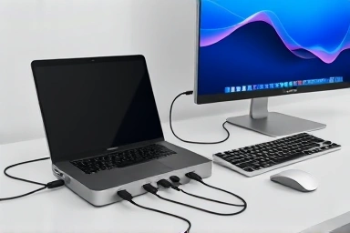 MacBook M3 with Thunderbolt dock expanding workspace
