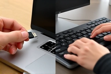 Easy laptop and mechanical keyboard connection: USB-C and Bluetooth.