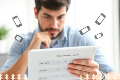 Comparing mobile phone insurance plans on a tablet