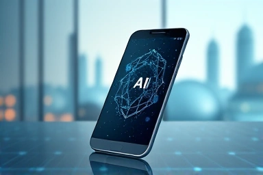 Smartphone with on-device AI neural network visualization.