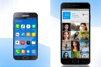 Split screen: Samsung Cloud vs Google Drive smartphone backup comparison.