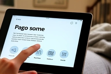 Close-up of tablet with large, clear text and icons for easy viewing.