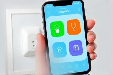 Smartphone app controlling smart plug for energy management.