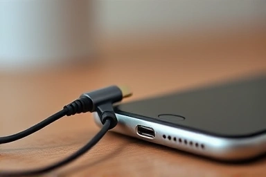 USB-C lavalier microphone connected to smartphone for ASMR recording.