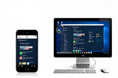 Synchronized smartphone and PC screens, remote access visualization