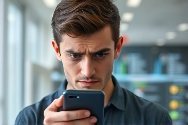 Frustrated user with full smartphone storage, digital space optimization