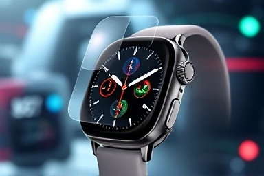 Smartwatch screen protector applied perfectly to watch.