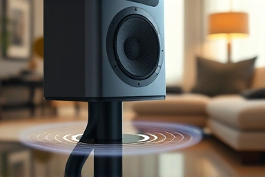 High-fidelity speaker on a vibration-dampening stand.