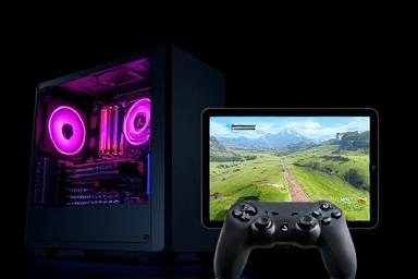 Cloud gaming comparison: PC power vs. tablet portability.