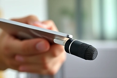Connecting USB-C microphone to tablet for better video conference audio.