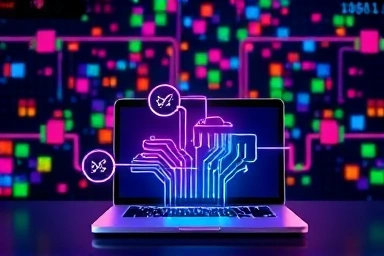 Abstract representation of high-speed data flow for Wi-Fi 7.
