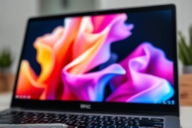 Stylus pen hovering over a creative laptop screen