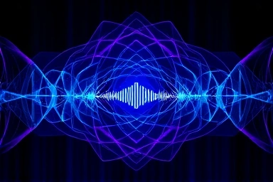 Abstract sound waves symbolizing high-fidelity wireless audio transmission.