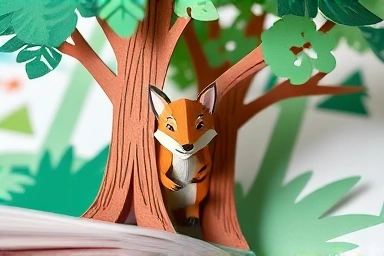 Detailed view of intricate paper engineering in a children's pop-up book.