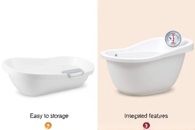 Comparison of compact and multi-functional baby bathtubs.