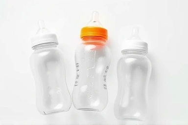 Baby bottles made of glass, PPSU, and PP materials.