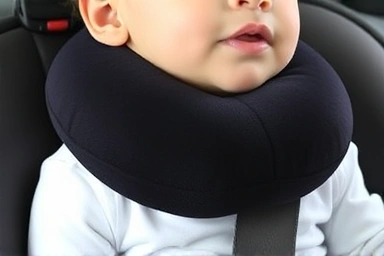 Soft, breathable baby car seat neck pillow detail