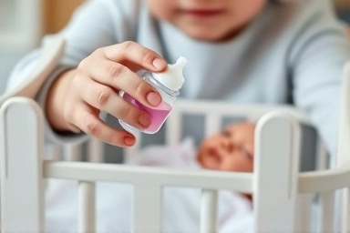 Nurturing play: child feeding and caring for a baby doll.