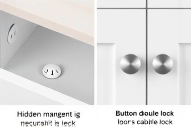 Comparison of hidden magnetic and visible button drawer locks