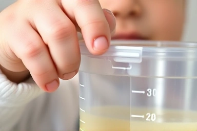Close-up of baby food container with measurement markings