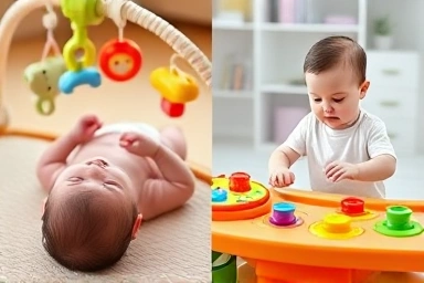 Baby gym vs educational table for infant development