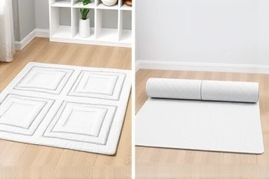 Comparison of folded vs. rolled baby floor mats.