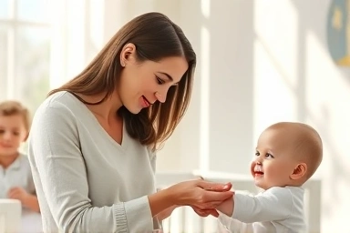 Mother applying mosquito repellent to baby