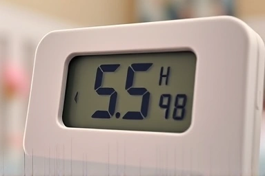 Hygrometer showing ideal 55% humidity for baby's room.