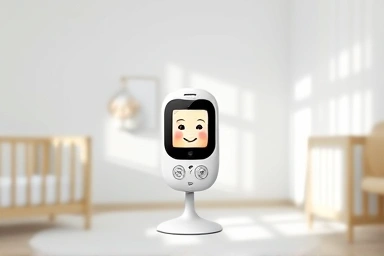 Serene baby nursery with soft lighting and monitor.