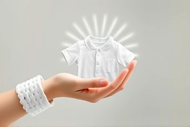 Symbol of baby garment hygiene and sterilization.